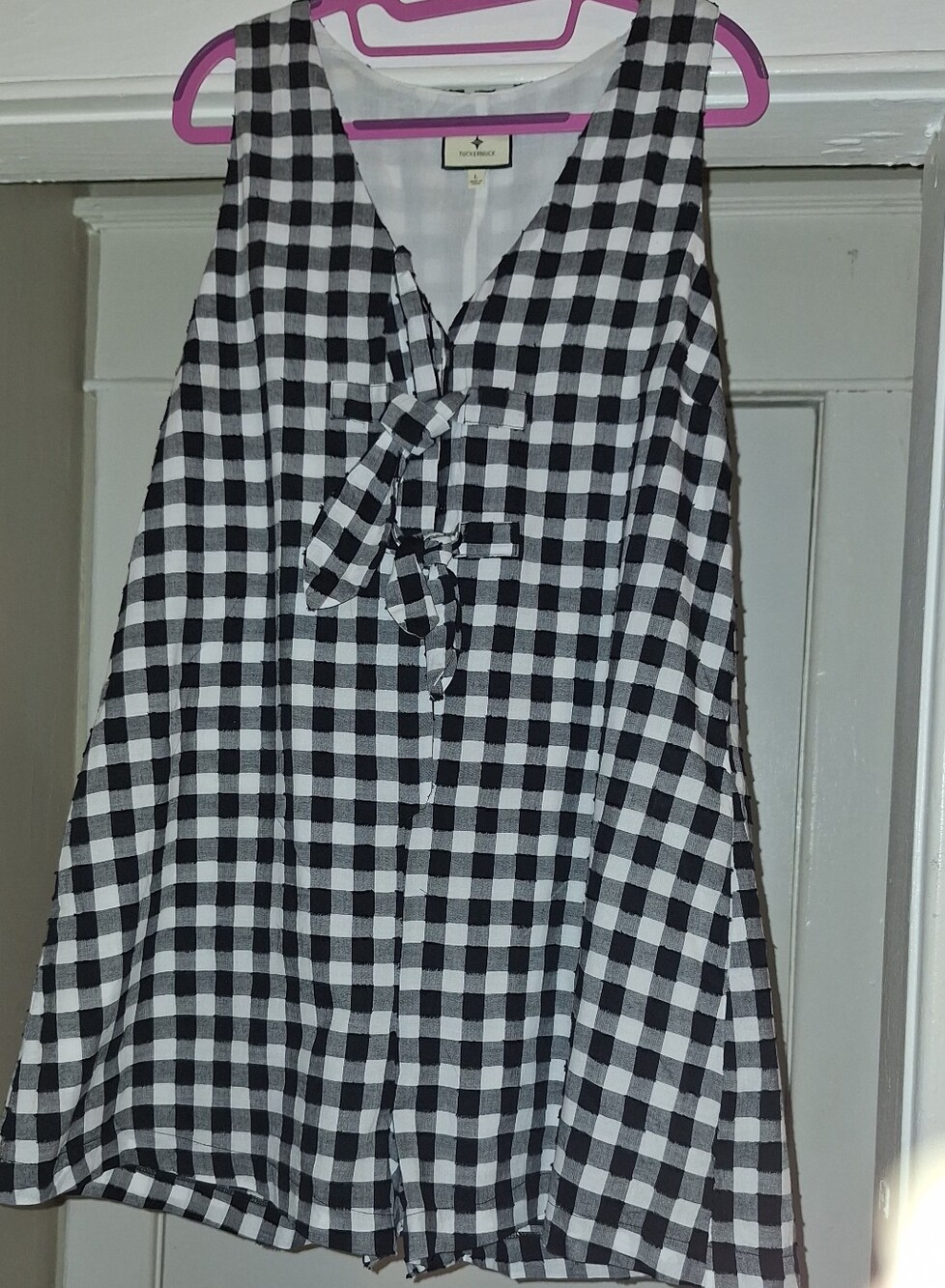 Tuckernuck Black & White Gingham Tie-Front Romper